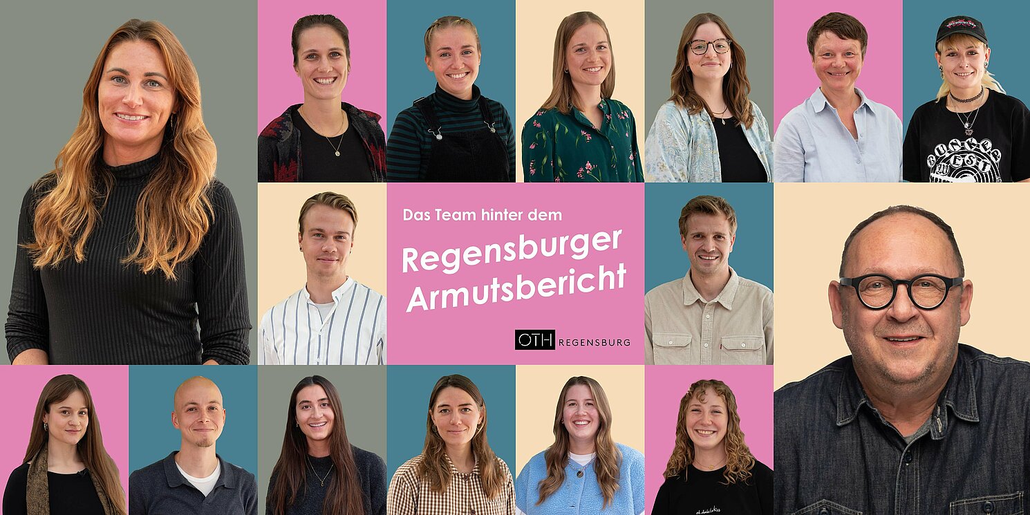 Porträtfotos von Menschen, die am Regensburger Armutsbericht mitwirken.